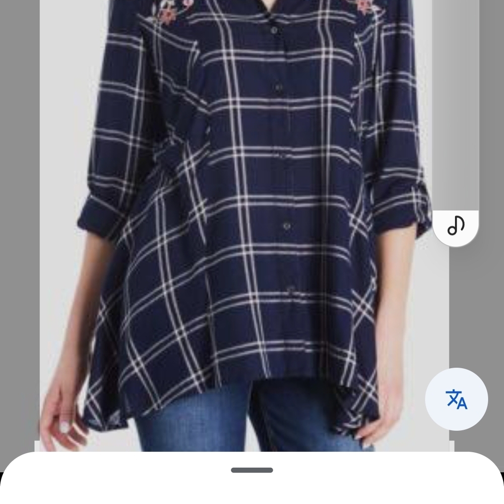 Code Bleu Blue‎ and White Cuffed Sleeve Tunic